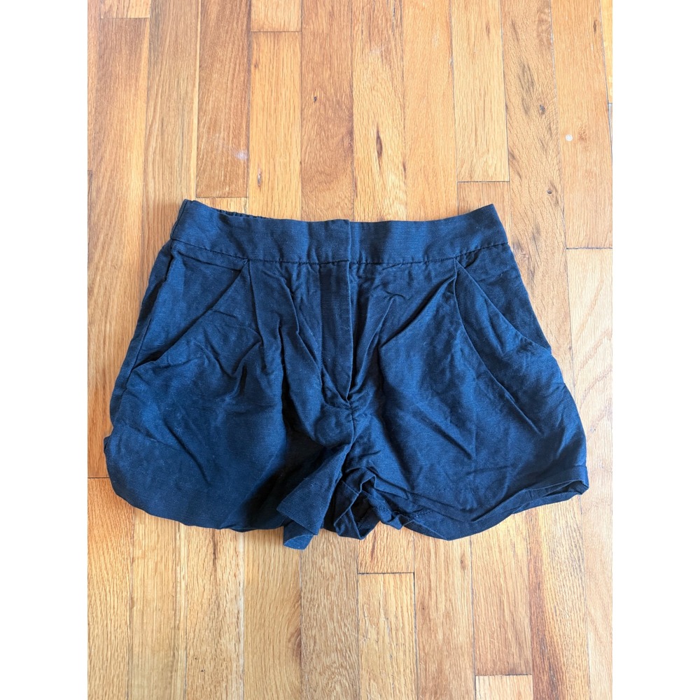Wilfred Aritzia Tencel Linen Blend Pleated Shorts Black‎ Elastic Waist Size 4